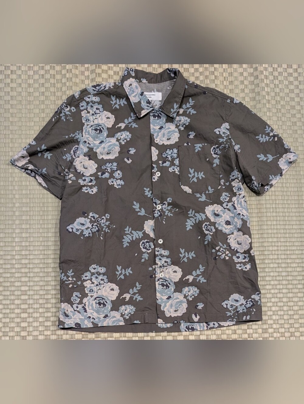 Universal Works Road Shirt Olive Floral Men's Size Small Made in Portugal